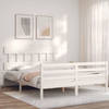 vidaXL Bedframe met hoofdbord massief hout wit