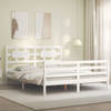 vidaXL Bedframe met hoofdbord massief hout wit 160x200 cm