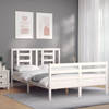 vidaXL Bedframe met hoofdbord massief hout wit