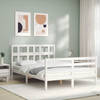 vidaXL Bedframe met hoofdbord massief hout wit 120x200 cm