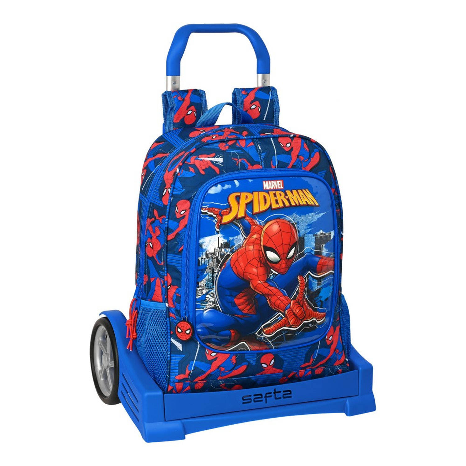Schoolrugzak met Wielen Spiderman Great power Blauw Rood 32 x 42 x 14 cm
