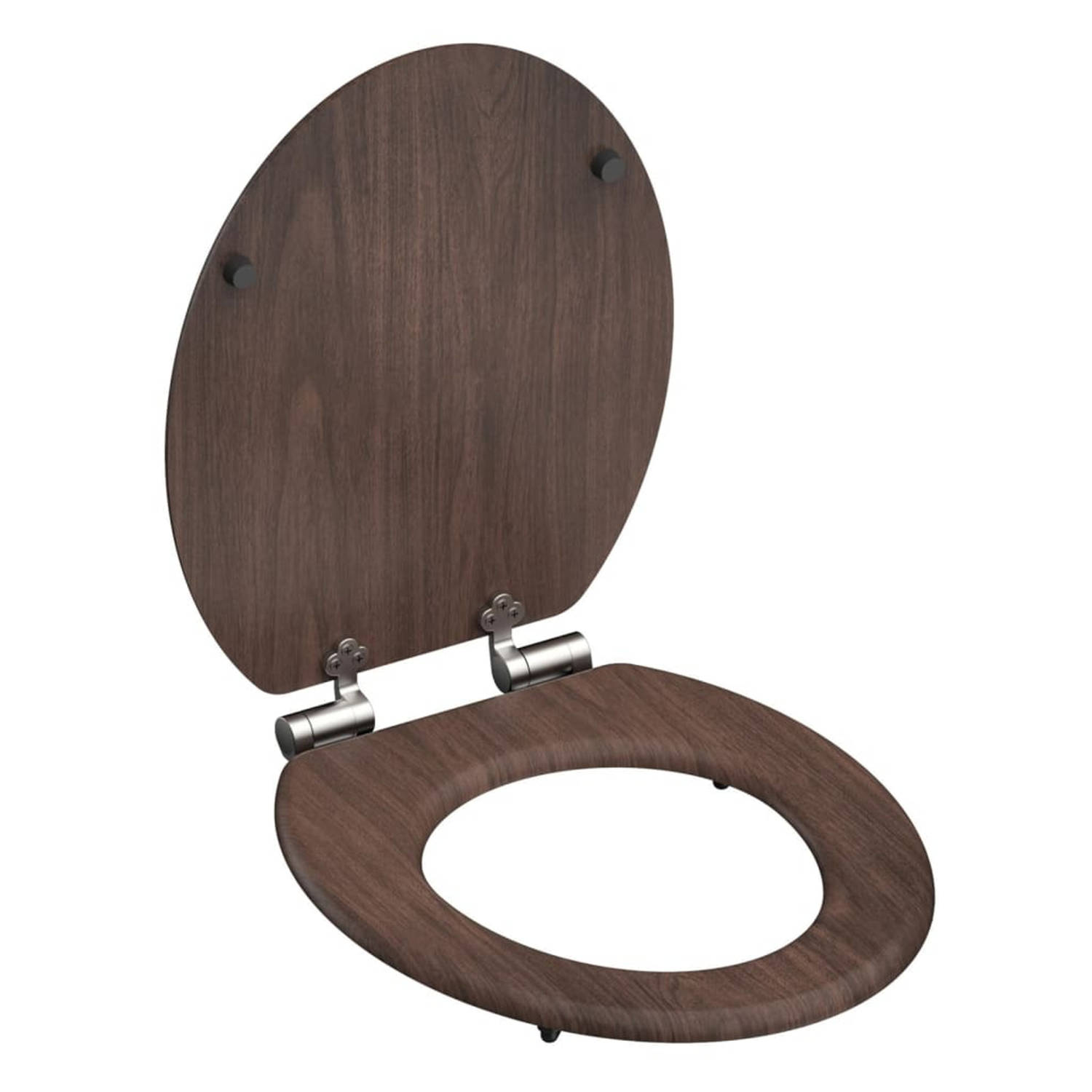 Schütte Toiletzitting Dark wood Toiletdeksel met softclosemechanisme en mdf-kern, toiletbril geschik
