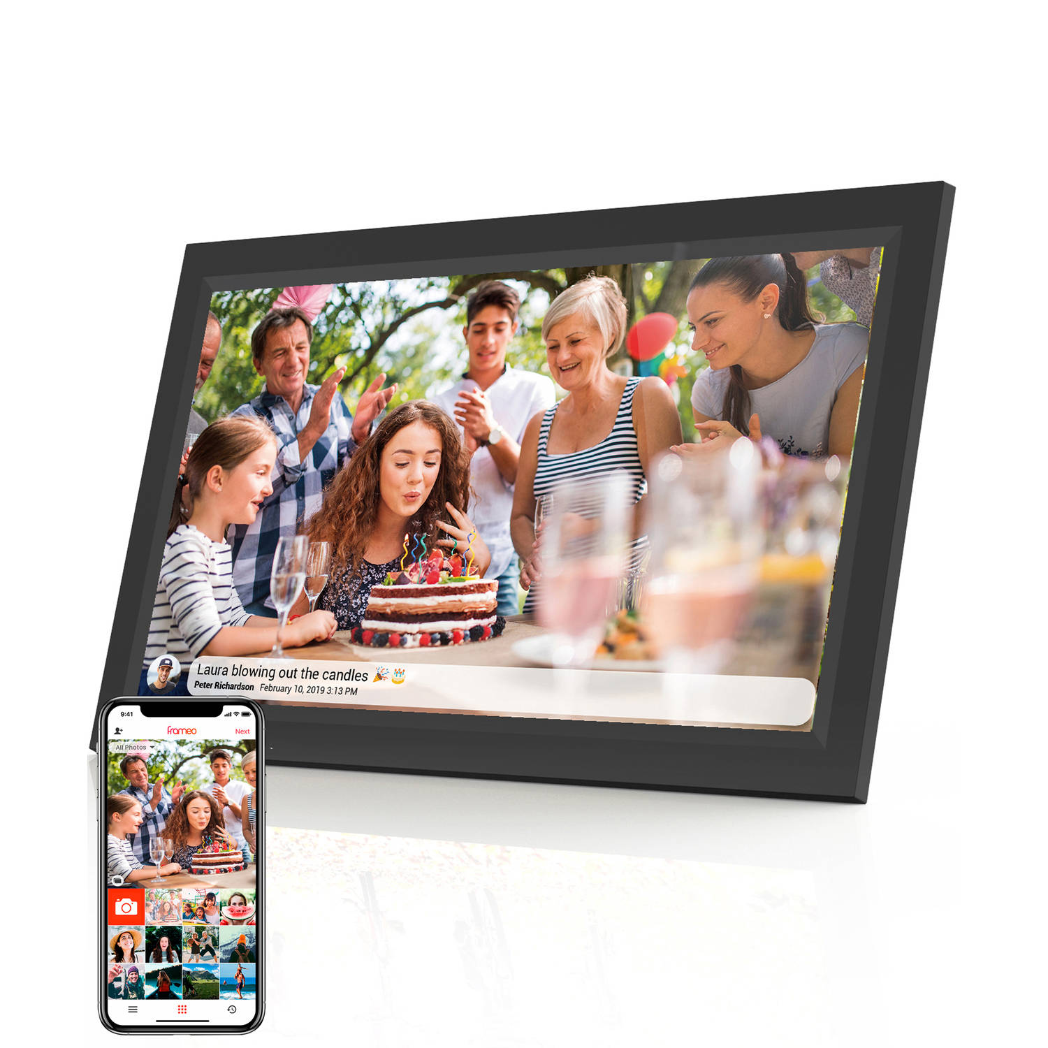 Denver Digitale Fotolijst 15.6 inch - XL - FULL HD - Frameo App - Fotokader - IPS Touchscreen - 16GB - PFF1503B