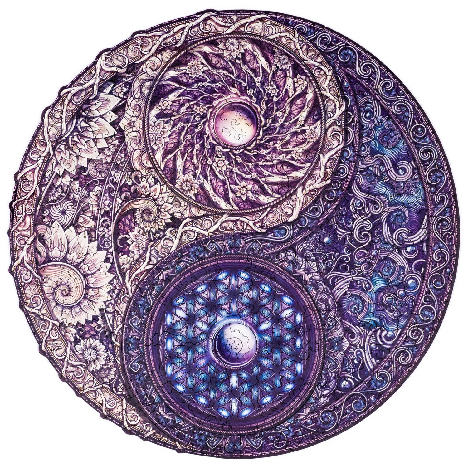 UNIDRAGON Houten Puzzel Mandala - Overkoepelende Tegenstellingen - 200 stukjes - Medium 25x25 cm