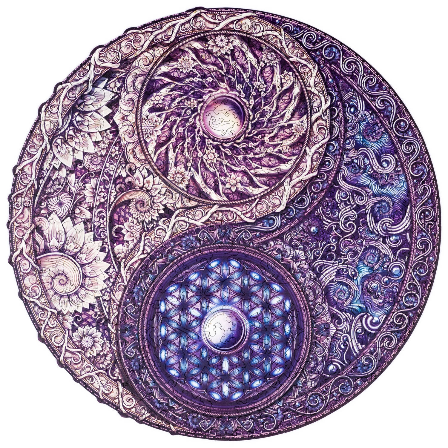 UNIDRAGON Houten Puzzel Mandala - Overkoepelende Tegenstellingen - 350 stukjes - King Size 33x33 cm