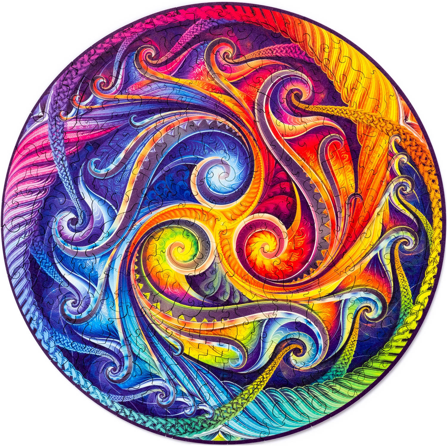 UNIDRAGON Houten Puzzel Mandala - Spiraal Incarnatie - 200 stukjes - Medium 25x25 cm