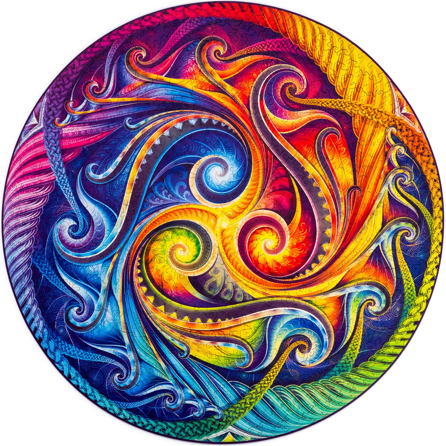 UNIDRAGON Houten Puzzel Mandala - Spiraal Incarnatie - 700 stukjes - Royal Size 45x45 cm