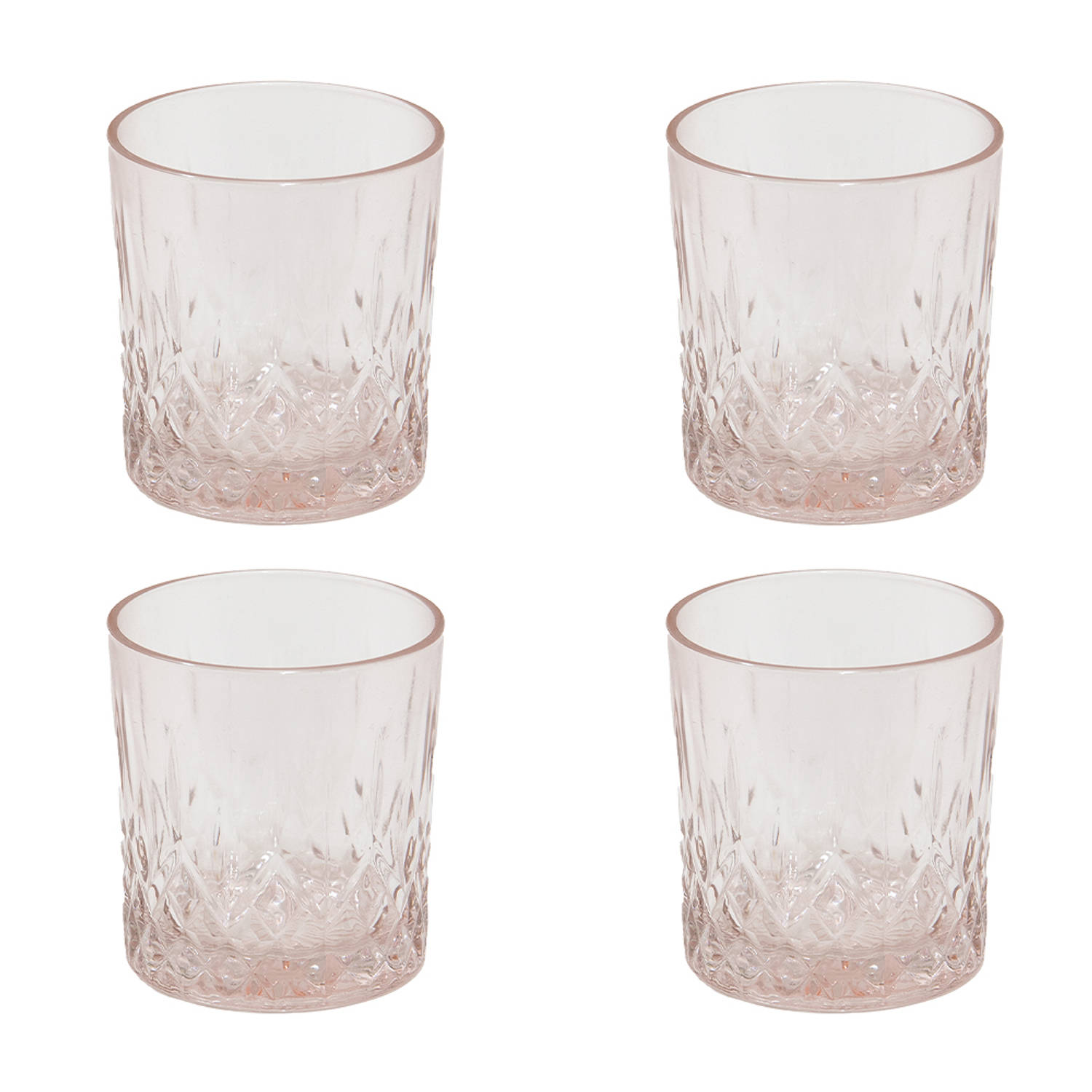 HAES DECO - Waterglas, Drinkglas set van 4 glazen - inhoud glas 300 ml - formaat glas Ø 8x9 cm - Waterglazen, Drinkglazen