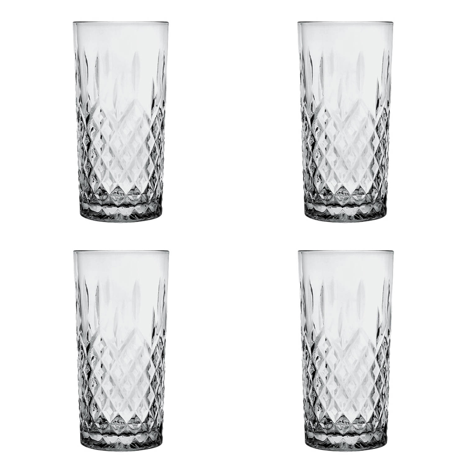 HAES DECO - Waterglas, Drinkglas set van 4 glazen - inhoud glas 300 ml - formaat glas Ø 7x15 cm - Waterglazen, Drinkglazen