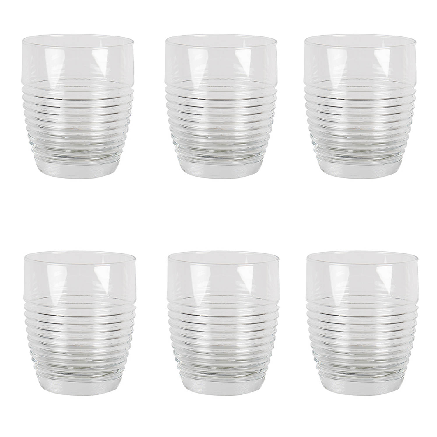 HAES DECO - Waterglas, Drinkglas set van 6 glazen - inhoud glas 300 ml - formaat glas Ø 8x10 cm - Waterglazen, Drinkglazen