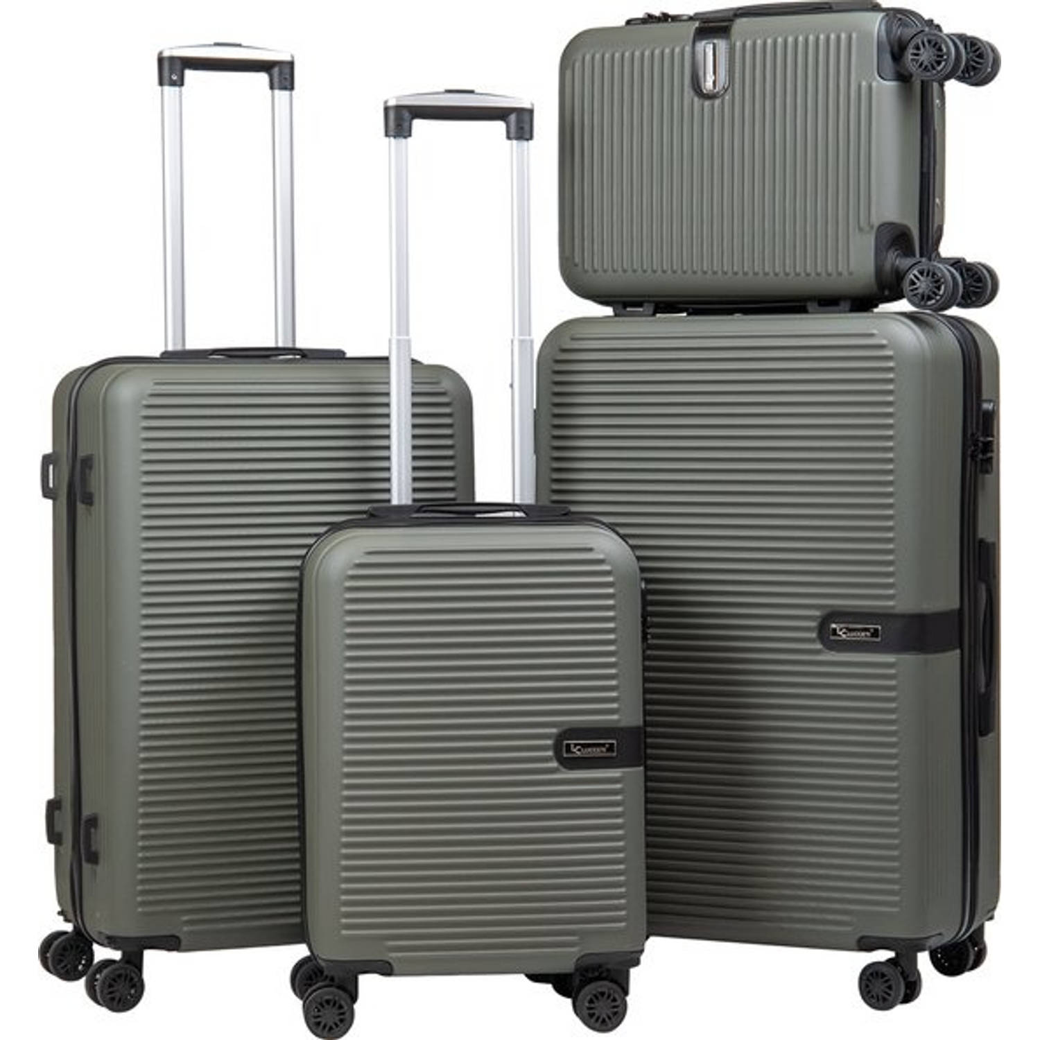 Kofferset 4-delig - Handbagage - Met wielen - Koffers - Trolley - Milaan - Olijfgroen