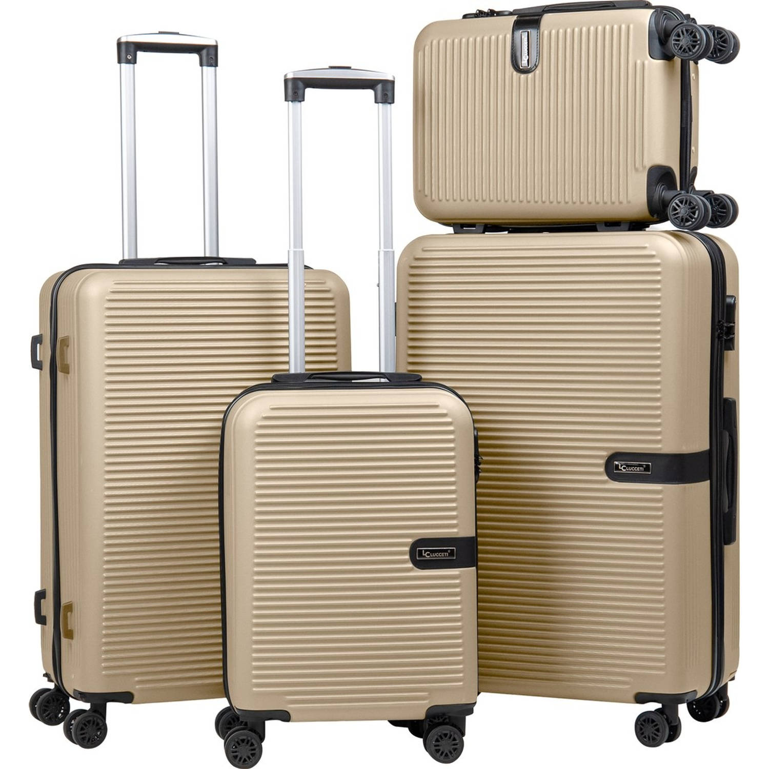 Kofferset 4-delig - Handbagage - Met wielen - Koffers - Trolley - Milaan - Champagne