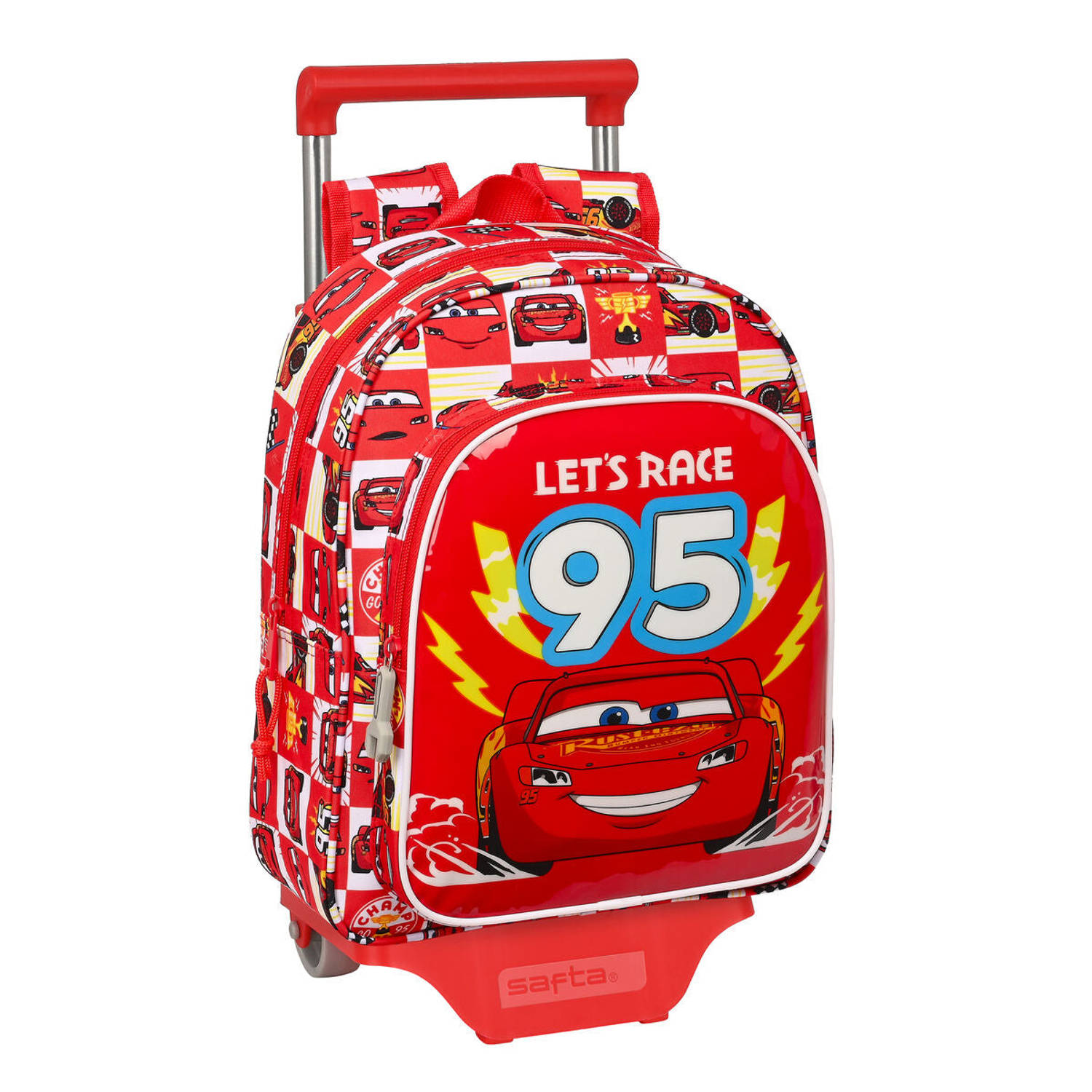 Schoolrugzak met Wielen Cars Let's race Rood Wit (27 x 33 x 10 cm)