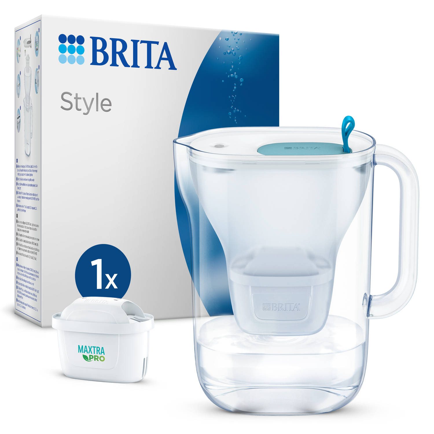 BRITA Waterfilterkan Style Cool Inclusief 1 MAXTRA PRO ALL-IN-1 waterfilterpatroon Blauw 2,4L