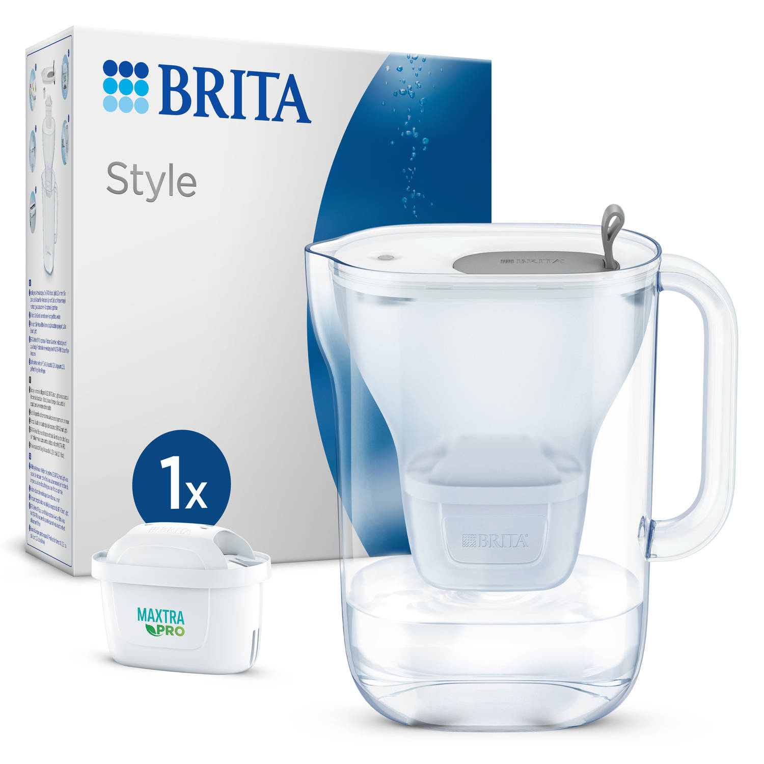 BRITA - Waterfilterkan - Style Cool - Inclusief 1 MAXTRA Pro All-in-1 waterfilterpatroon - Grijs - 2,4L
