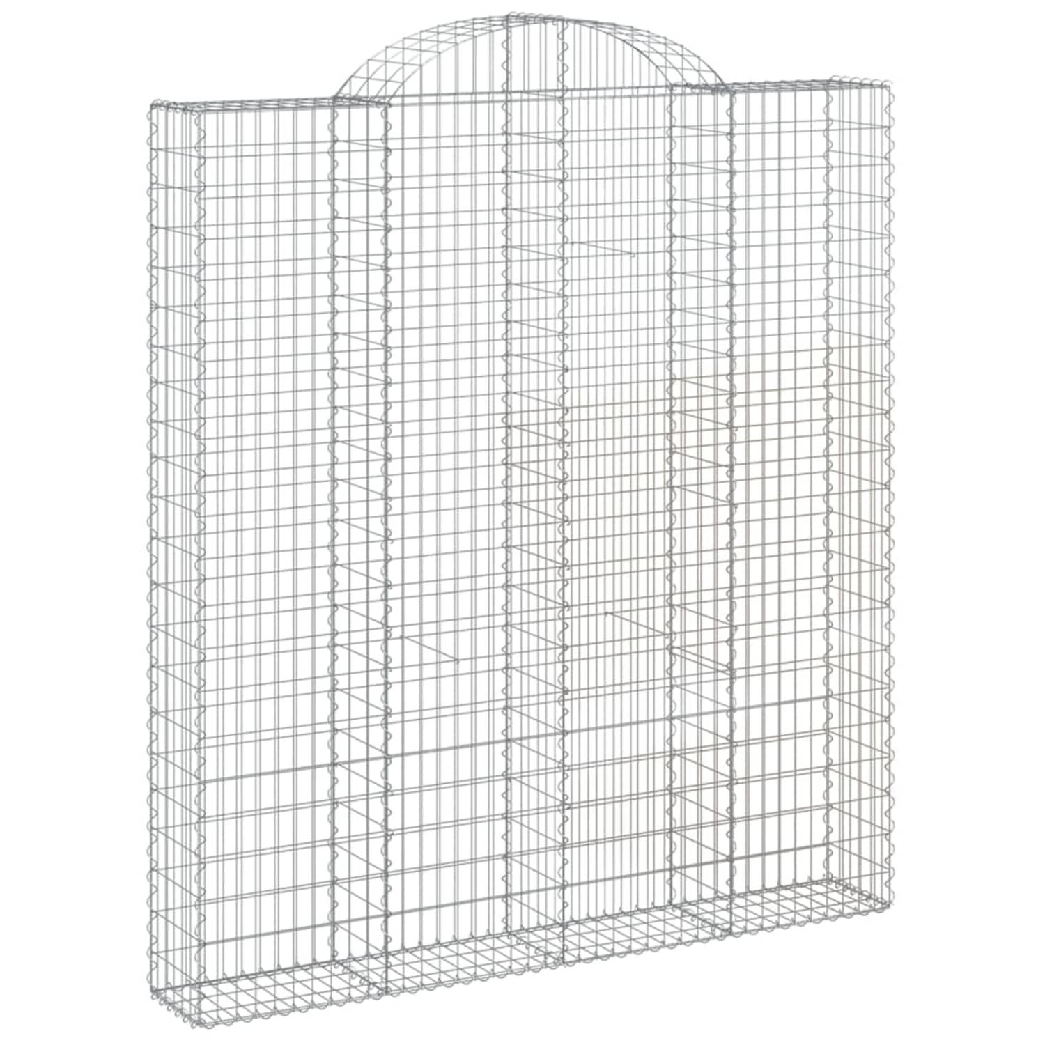 The Living Store Schanskorf Gabionmuur - 200 x 30 x 220/240 cm (L x B x H) - gegalvaniseerd ijzer