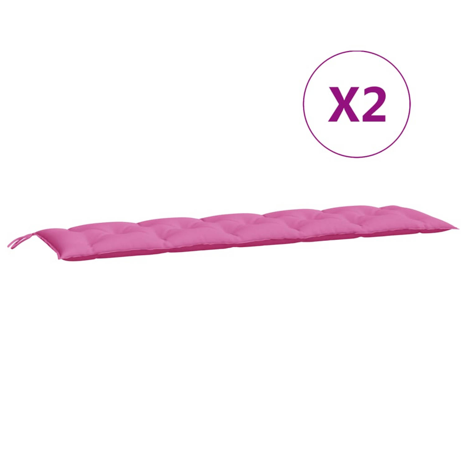vidaXL Bankkussens 2 st 180x50x7 cm stof roze