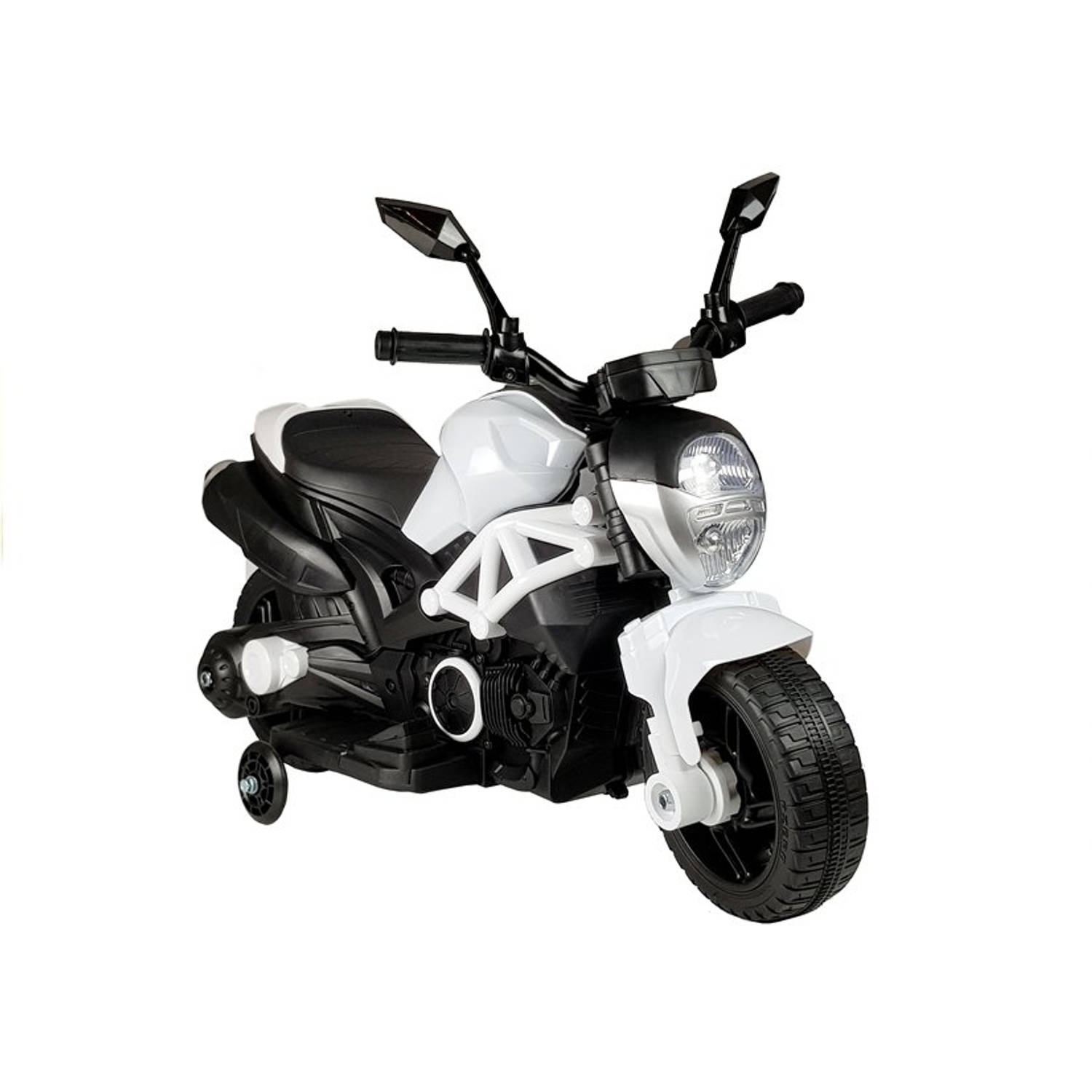 Elektrische naked bike - kindermotor - motor voor kinderen - tot 25kg max 1-3 km/h wit - kids accu motor