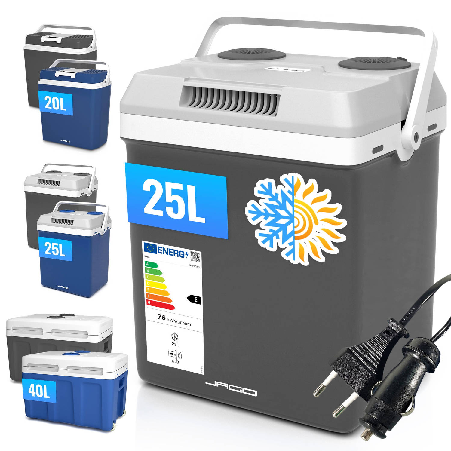 Koelbox Elektrisch - Verkoelen en Verwarmen - 12V en 230V - Antraciet - 25 Liter