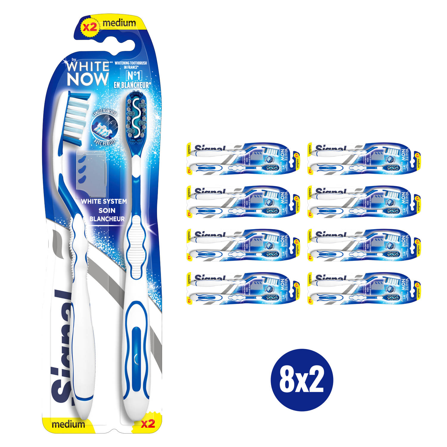 Signal - White System Tandenborstel - Handtandenborstel Medium - Voordeelverpakking 8 x 2 pack
