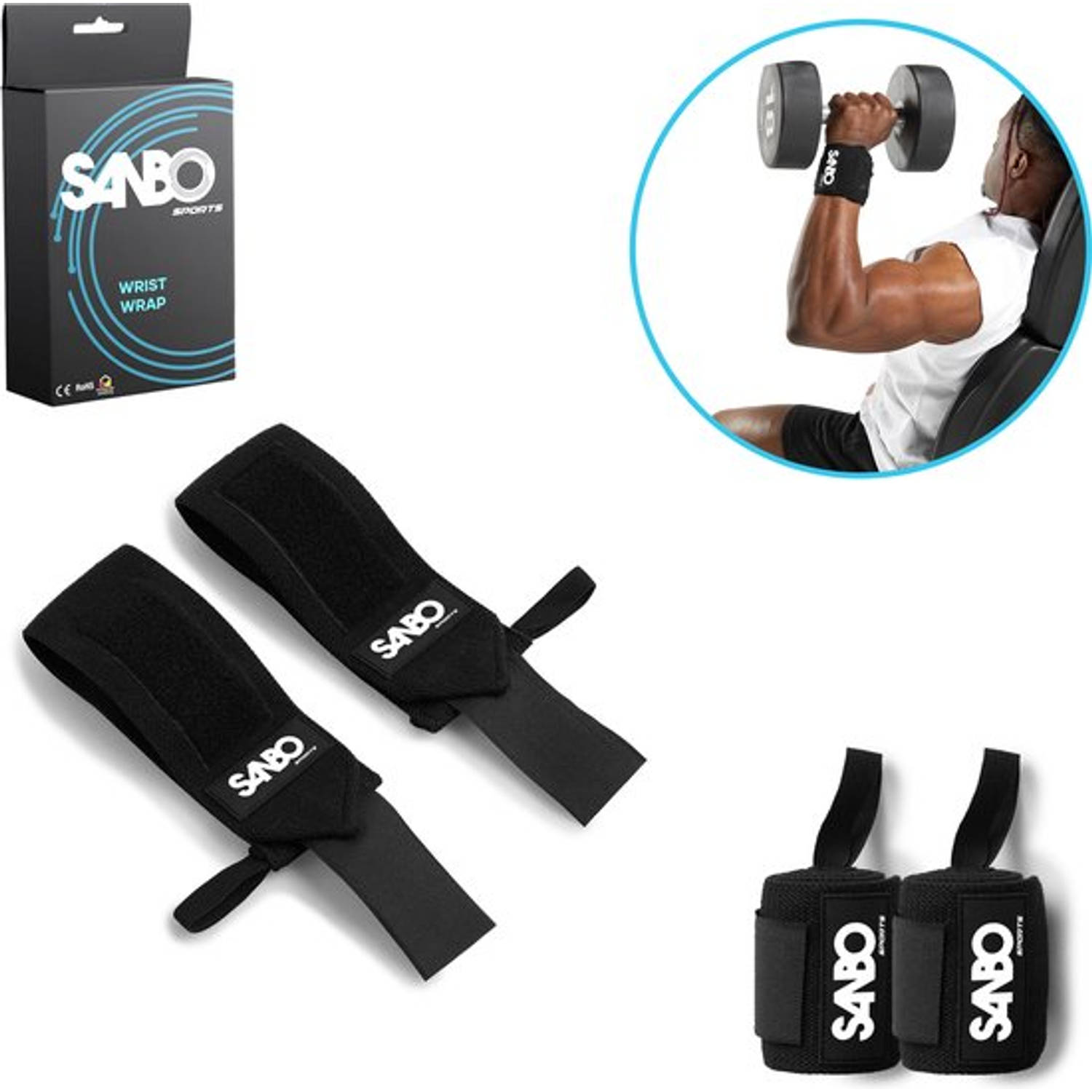 Sanbo 2x Fitness & CrossFit Polsbanden Wrist Wraps Elastisch Krachttraining Polsbraces Fitness Polsb