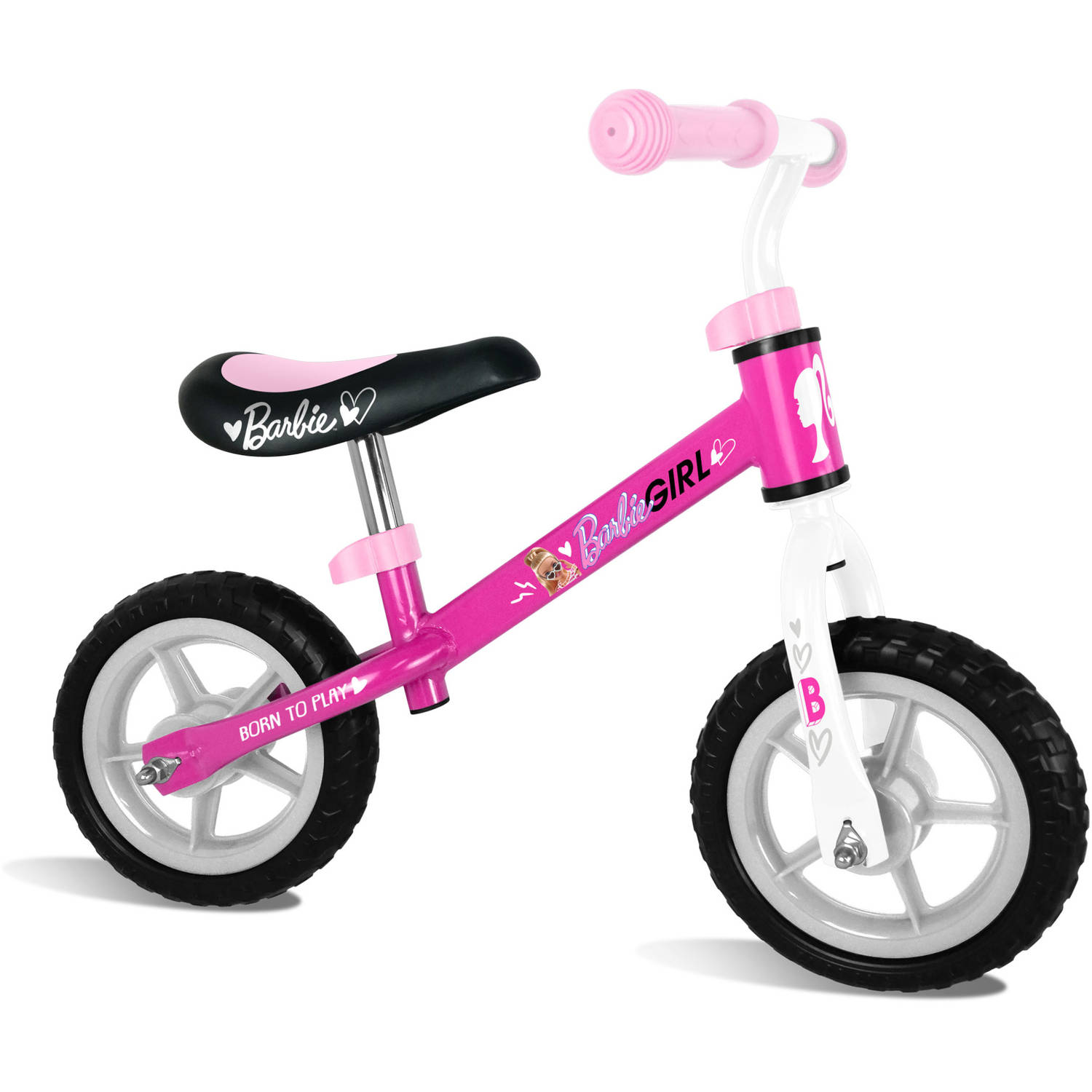 Stamp Loopfiets met 2 wielen loopfiets Barbie 10 Inch Meisjes Roze