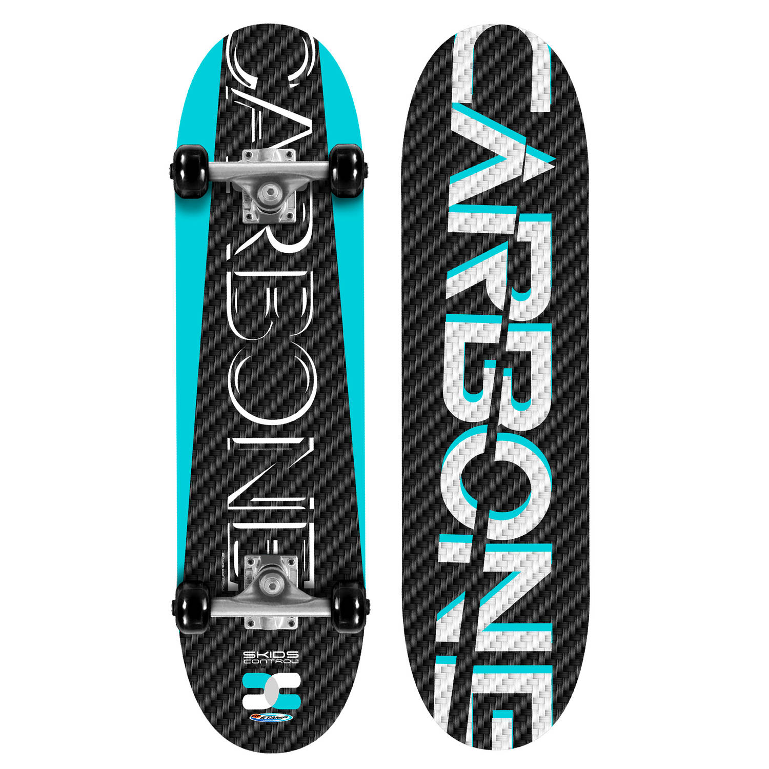 Stamp skateboard Skids Control carbone zwart-blauw-wit