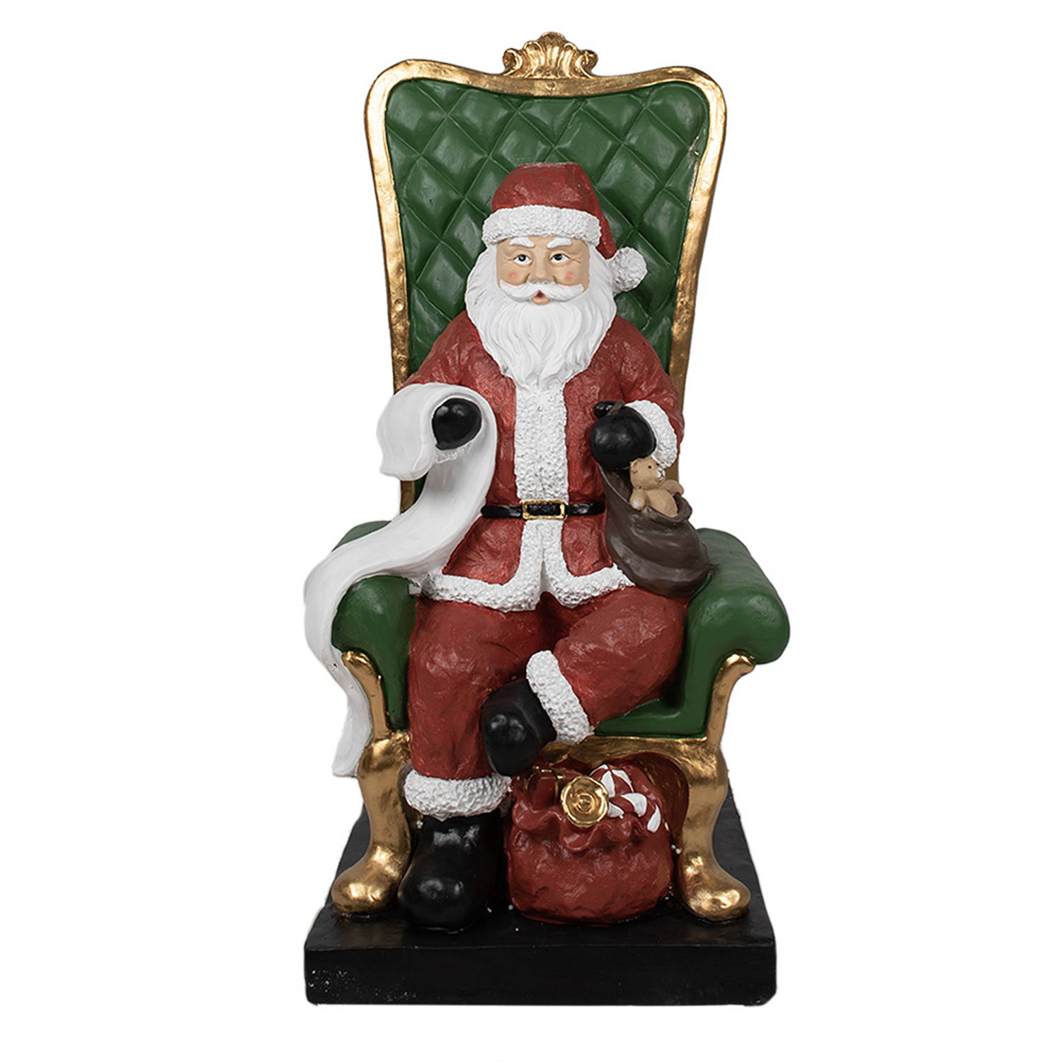Clayre & Eef Beeld Kerstman 50x50x106 cm Rood Polyresin Kerstdecoratie