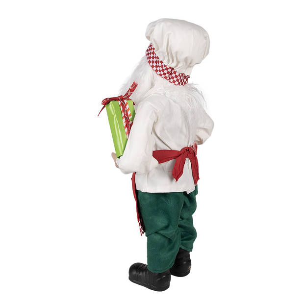 Clayre & Eef Beeld Kerstman 46 cm Rood Textiel op kunststof Decoratie figuur Rood Decoratie figuur