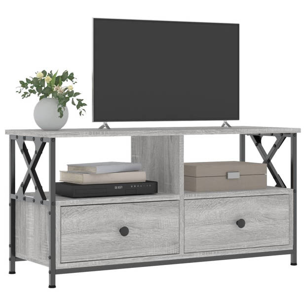 The Living Store Industriële TV-Kast - Grijs Sonoma Eiken - 90 x 33 x 45 cm