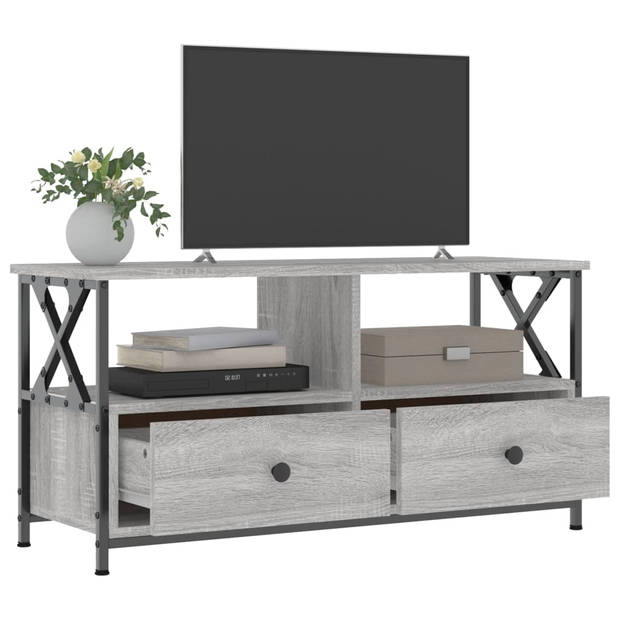 The Living Store Industriële TV-Kast - Grijs Sonoma Eiken - 90 x 33 x 45 cm