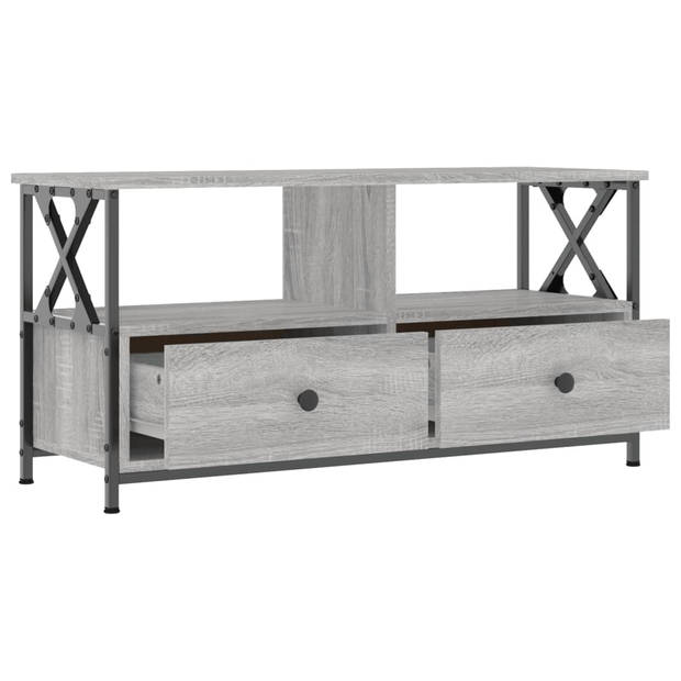 The Living Store Industriële TV-Kast - Grijs Sonoma Eiken - 90 x 33 x 45 cm