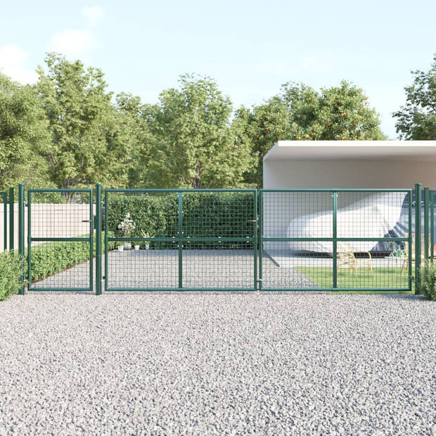 vidaXL Tuinpoort 500x175 cm gaas en gegalvaniseerd staal groen