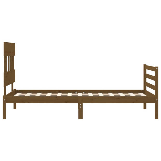 vidaXL Bedframe met hoofdbord massief hout honingbruin 90x200 cm