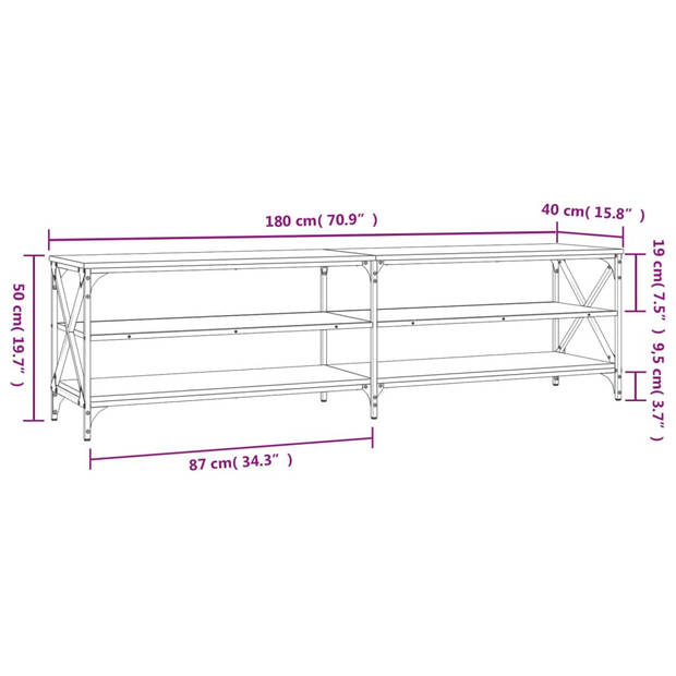 vidaXL Tv-meubel 180x40x50 cm bewerkt hout sonoma eikenkleurig