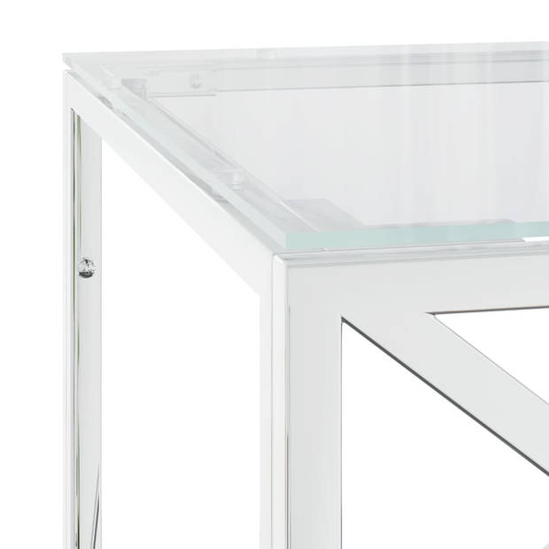 vidaXL Salontafel 110x45x45 cm roestvrij staal en glas