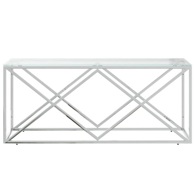 vidaXL Salontafel 110x45x45 cm roestvrij staal en glas