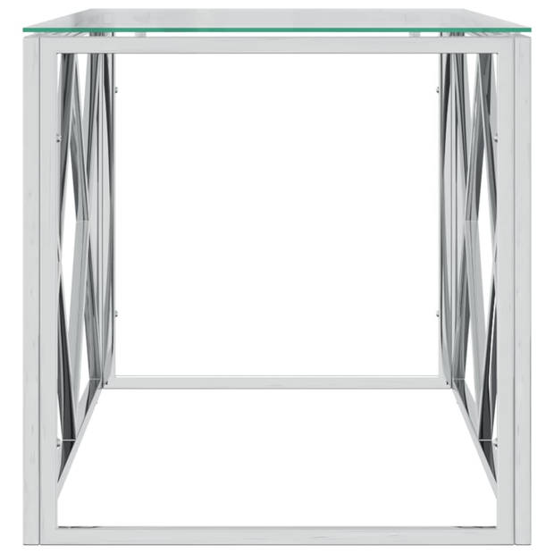 vidaXL Salontafel 110x45x45 cm roestvrij staal en glas