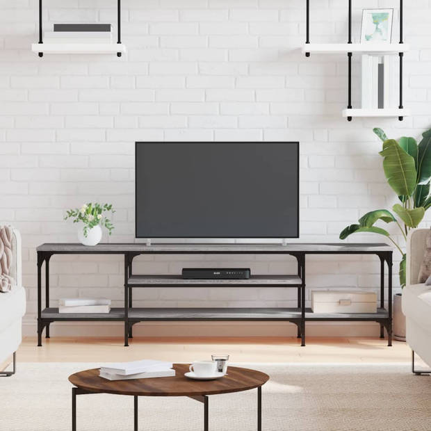 The Living Store Industriële TV-kast - 161 x 35 x 45 cm - Grijs Sonoma Eiken