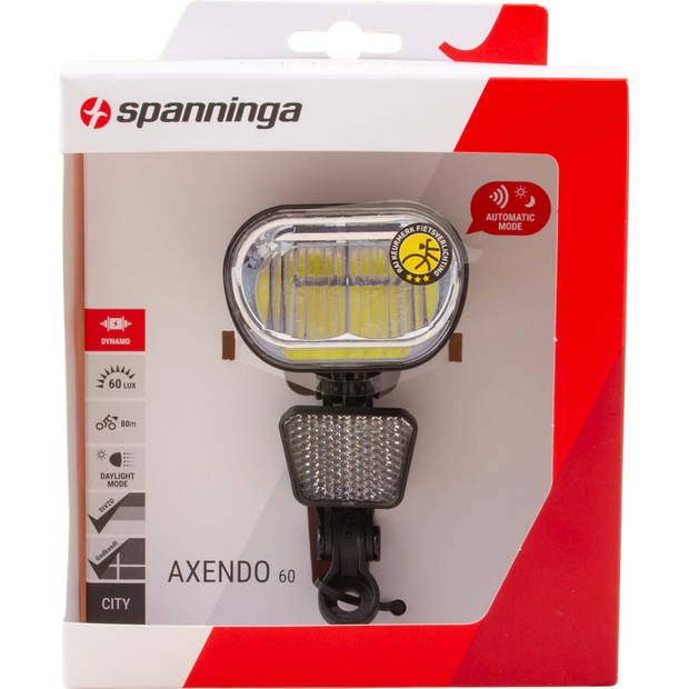 Spanninga Koplamp Axendo 60 XDASTc dynamo m/refl + kabel