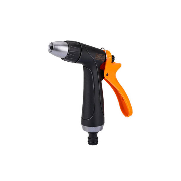 BLACK+DECKER Verstelbaar Spuitpistool - Sproeikop voor Tuinslang - Aanpasbare Waterstroom - Zwart/Oranje