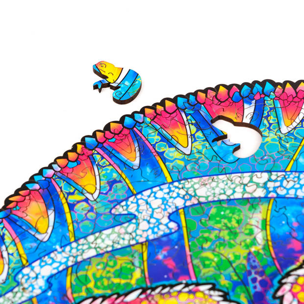 UNIDRAGON Houten Puzzel Dier - Regenboogkleurige Kameleon - 314 stukjes - King Size 31x41 cm