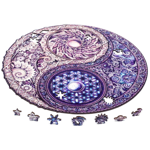 UNIDRAGON Houten Puzzel Mandala - Overkoepelende Tegenstellingen - 350 stukjes - King Size 33x33 cm