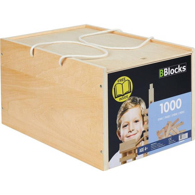 BBlocks Bouwplankjes - Blank - 1000 Plankjes in Houten Kist