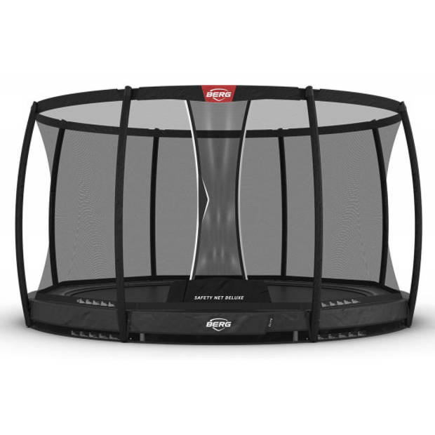 BERG Trampoline Elite met Veiligheidsnet - Safetynet Deluxe - Inground - 380 cm - Grijs - AirFlow - TwinSpring