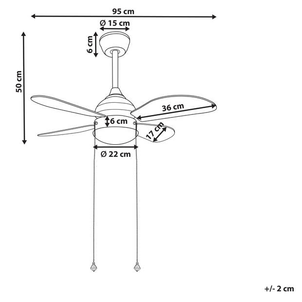 Beliani DOLORES - Plafondlamp met ventilator-Zwart-IJzer