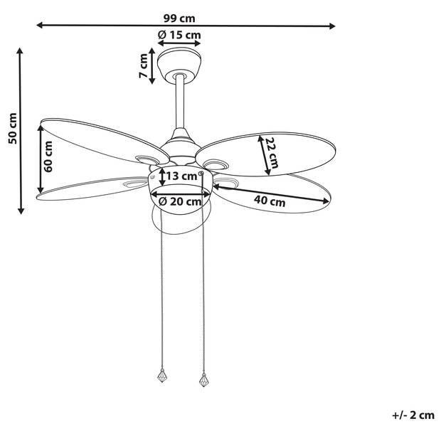 Beliani WEBER - Plafondlamp met ventilator-Wit-IJzer