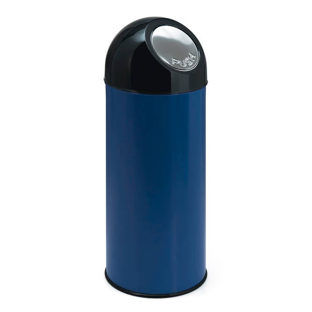 V-part - Afvalbak met pushdeksel 55 ltr - Steel Plastic - blauw, zwart