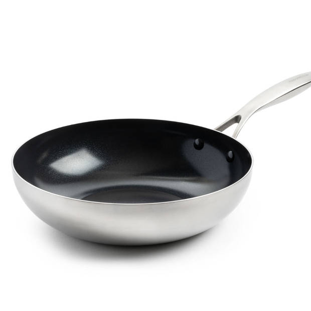 GreenPan Wokpan Geneva - RVS - ø 28 cm / 3.6 liter - keramische anti-aanbaklaag