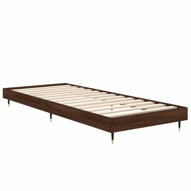 vidaXL Bedframe bewerkt hout bruin eikenkleur 75x190 cm